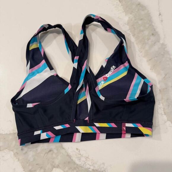 Reebok Reversible CrossFit Play-Dry Performance Sports Bra Womens Small Blue Gym - Picture 5 of 6